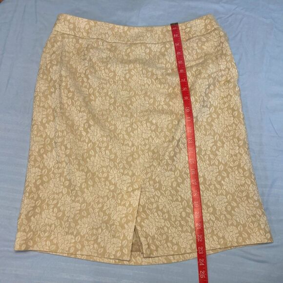Villager Liz Claiborne Linen Skirt 14 Floral Jacquard Pencil Lined Cottage Class - Picture 6 of 9